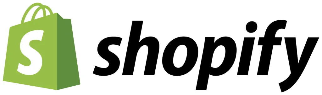 An icon of green bag with letter S and a written text of "Shopify"